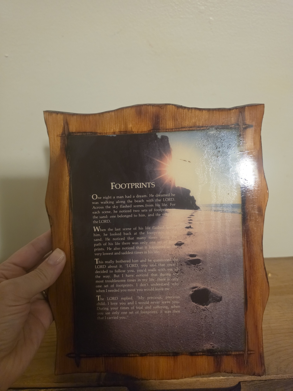 Wood Frame Footprints Wall Art Plaque in Brown